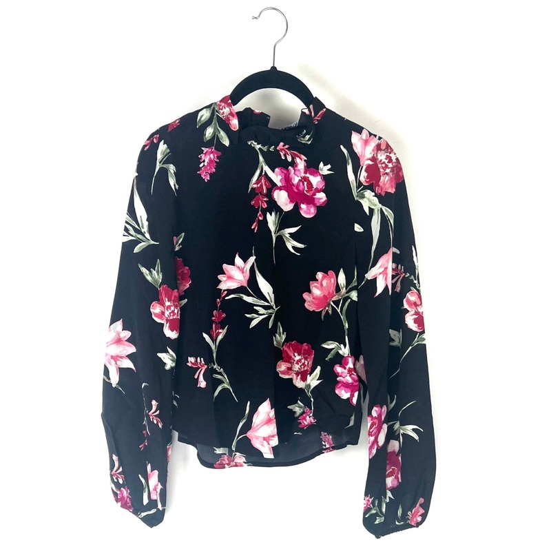 Black Floral Long Sleeve Blouse – Extra Extra Small Extra Extra Small (size 0)