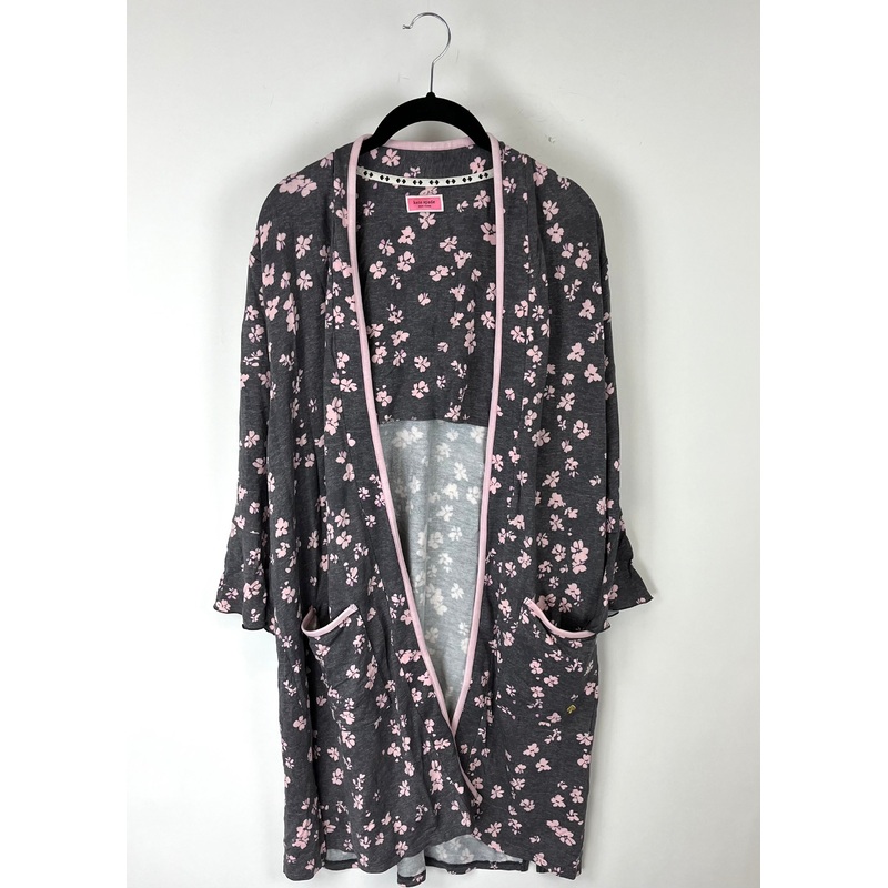 Grey And Pink Floral Robe – Small
