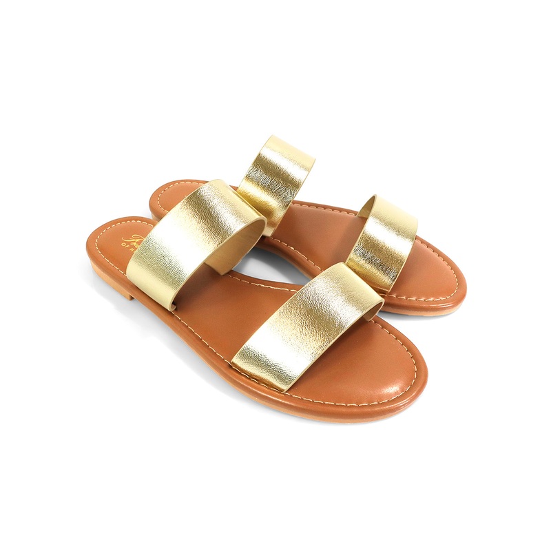 Janelle Double Band Flat Sandal Gold 5.5