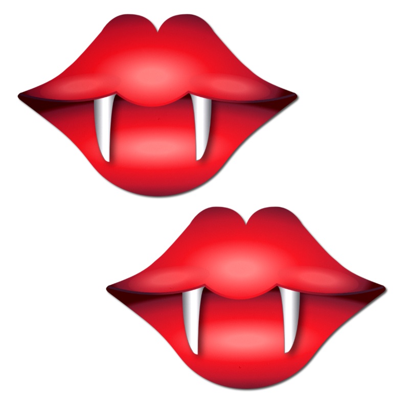 Kisses: Red Lips with Fangs Nipple Pasties by Pastease o/s