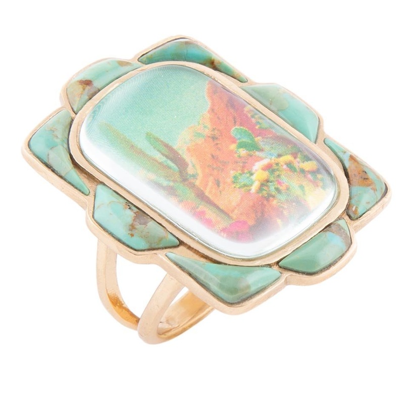 Scenic Desert Sedona Blue Turquoise Golden Ring 5