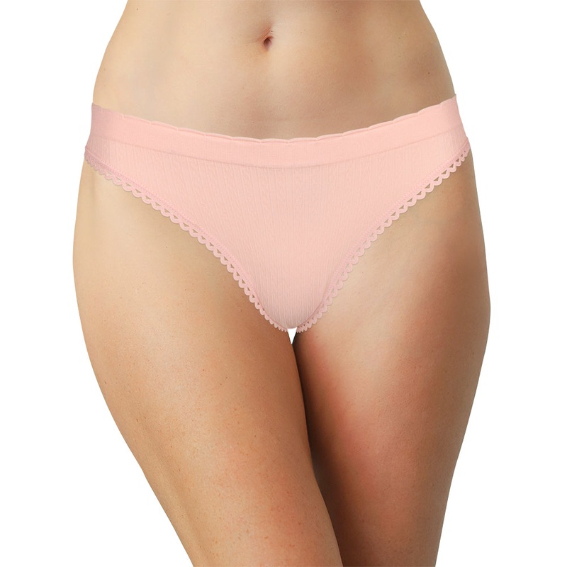 Seamless Textured Bikini with Picot Trim S