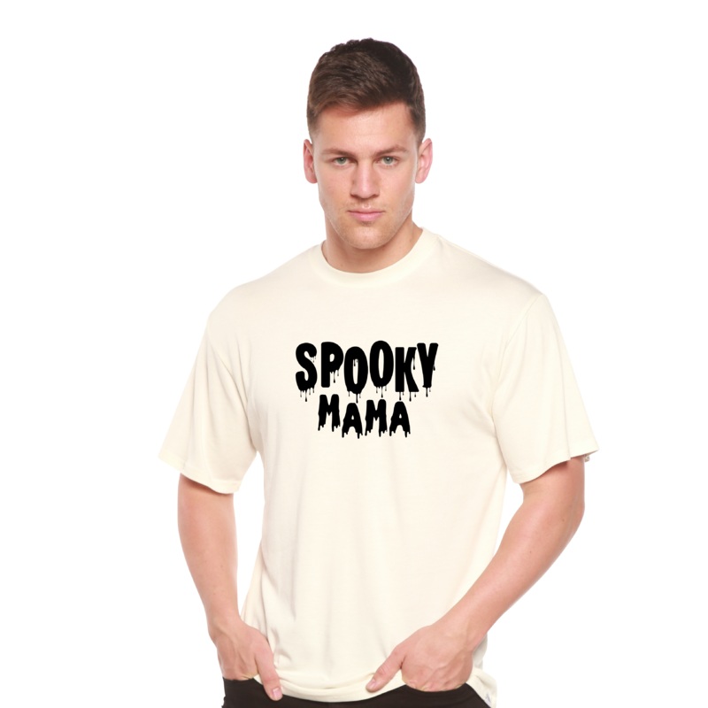 Spooky Mama Halloween Men’s Bamboo Viscose/Organic Cotton Short Sleeve Graphic T-Shirt Medium Black