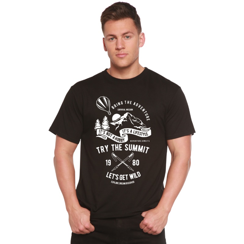 Try The Summit Spun Bamboo Men’s Bamboo Viscose/Organic Cotton Short Sleeve Graphic T-Shirt Medium Black