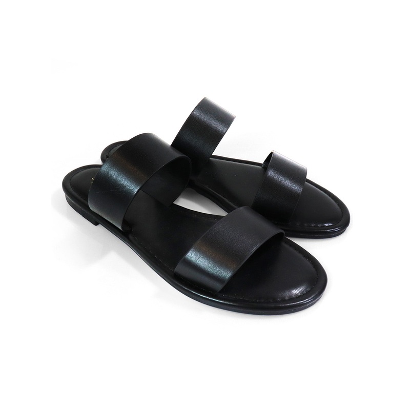 Janelle Double Band Flat Sandal Black 5.5
