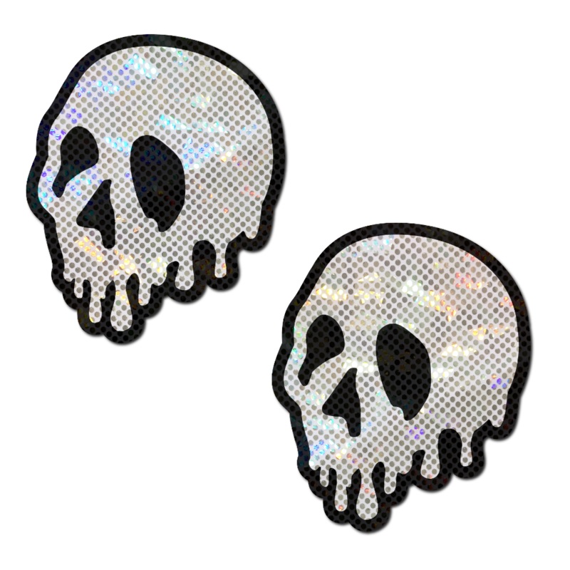 Skull Melt Pasties: Shattered Glass Drip Skull Nipple Covers by Pastease