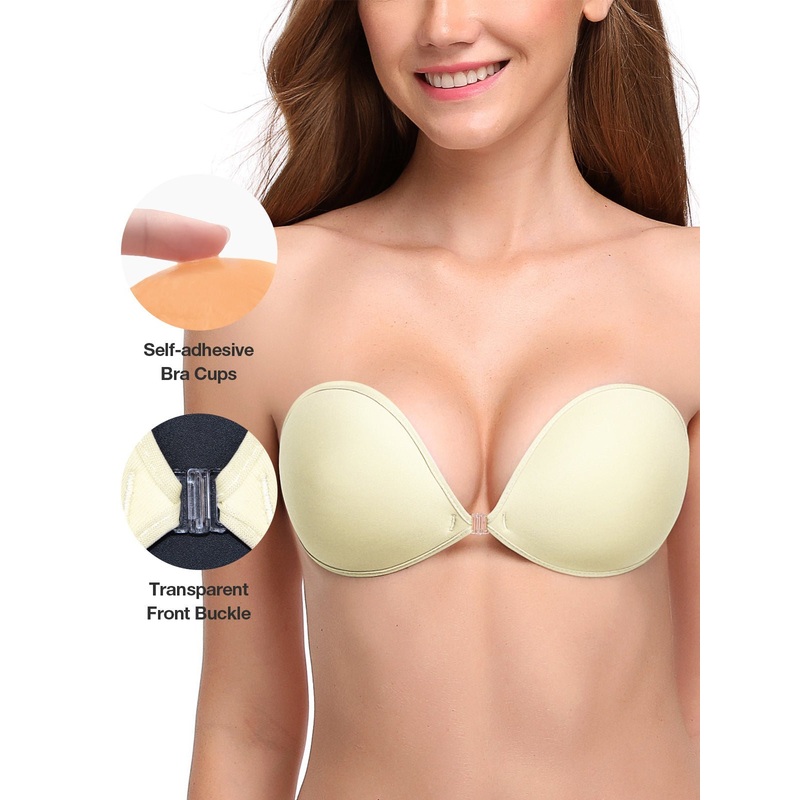 Adhesive Push-up Reusable Self Silicone Bra Beige A