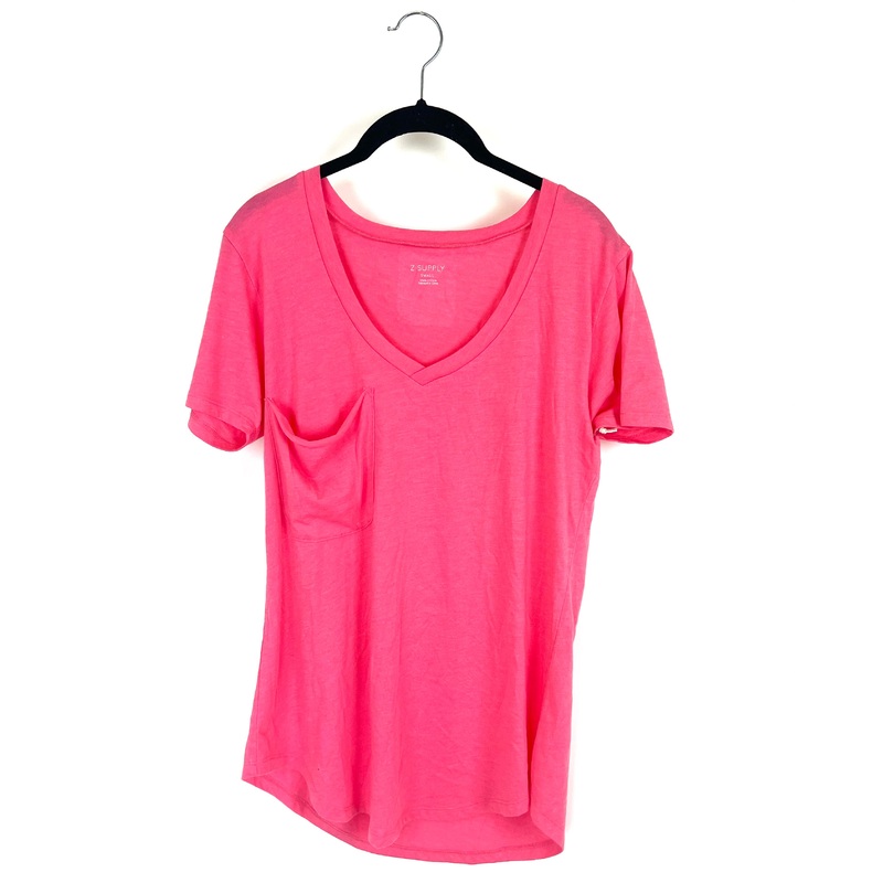Bright Pink Short Sleeve V-neck Tee – Size 4/6