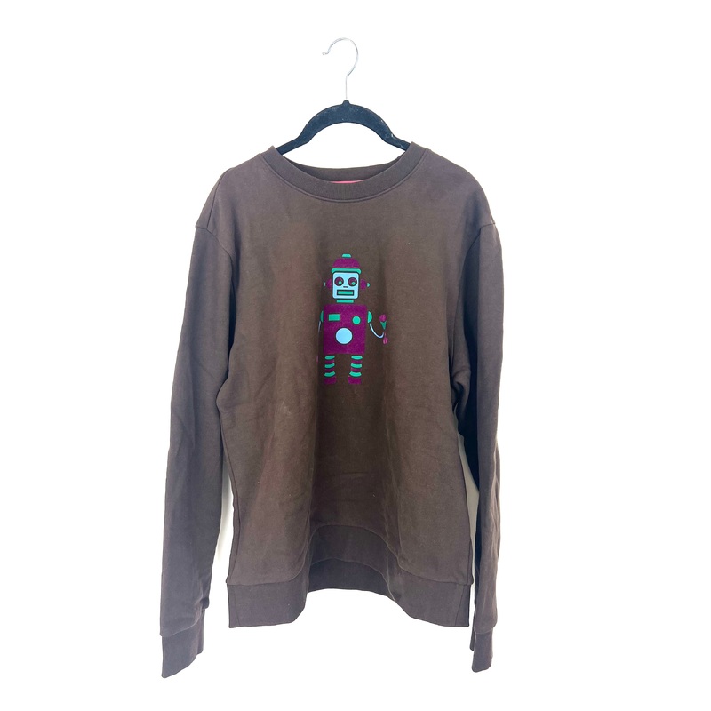 Brown Robot Graphic Sweatshirt – Unisex – Mens Medium / Womens Large
