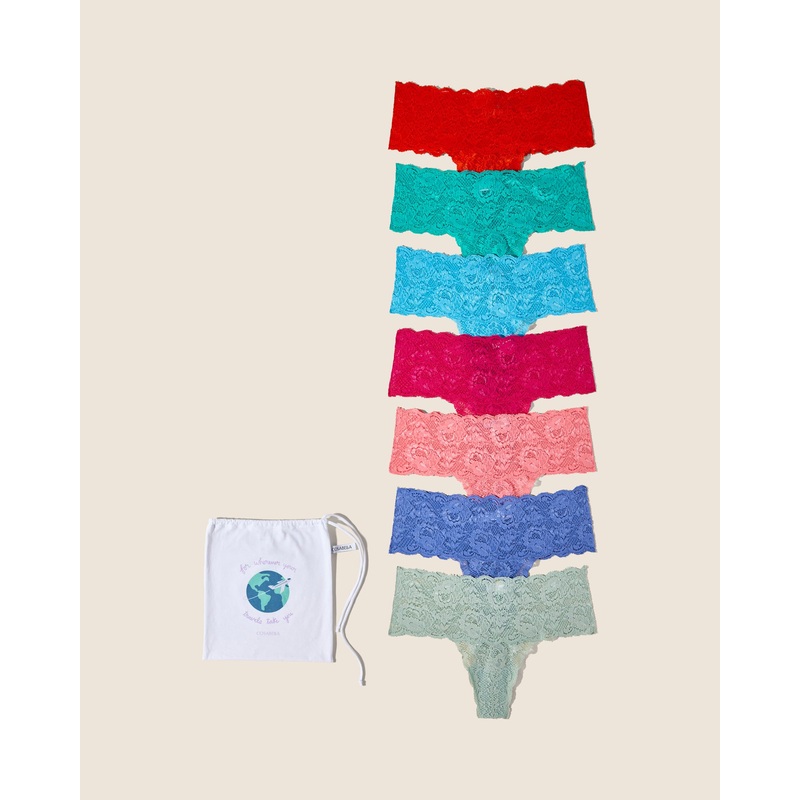 Comfie Thong 7 Pack Verde Umbria Portofino Dusk Venetian Dusk Constance Blue Flori Pink Addy Green Sicilian Orange S/M