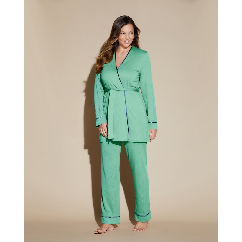 Pyjama 3 Pices Curvy Avec Peignoir Ghana Green/Udaipur Blue P