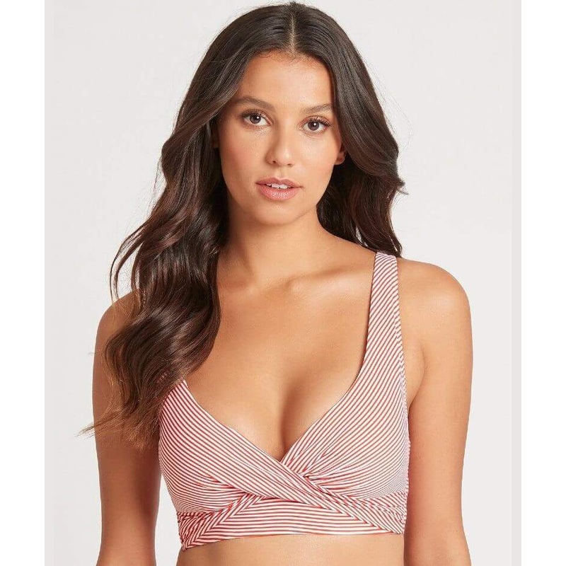 Sea Level Positano Stripe Cross Front B-DD Cup Bikini Top – Orange 4