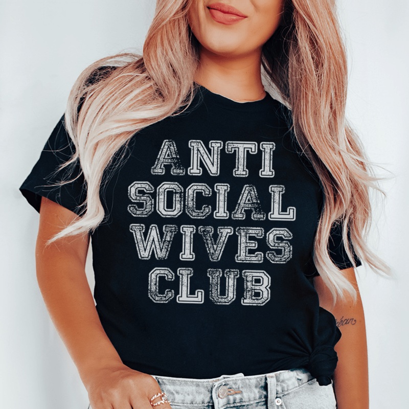 Anti Social Wives Club Tee Black Heather S