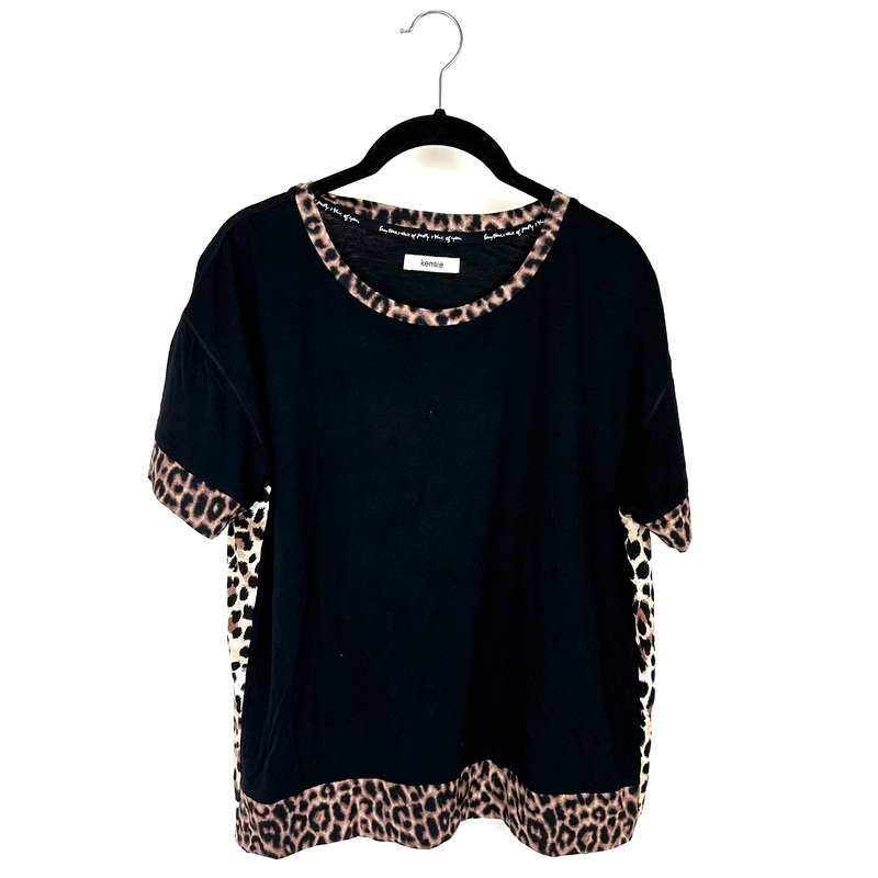 Black and Leopard Trim Lounge Shirt – Small