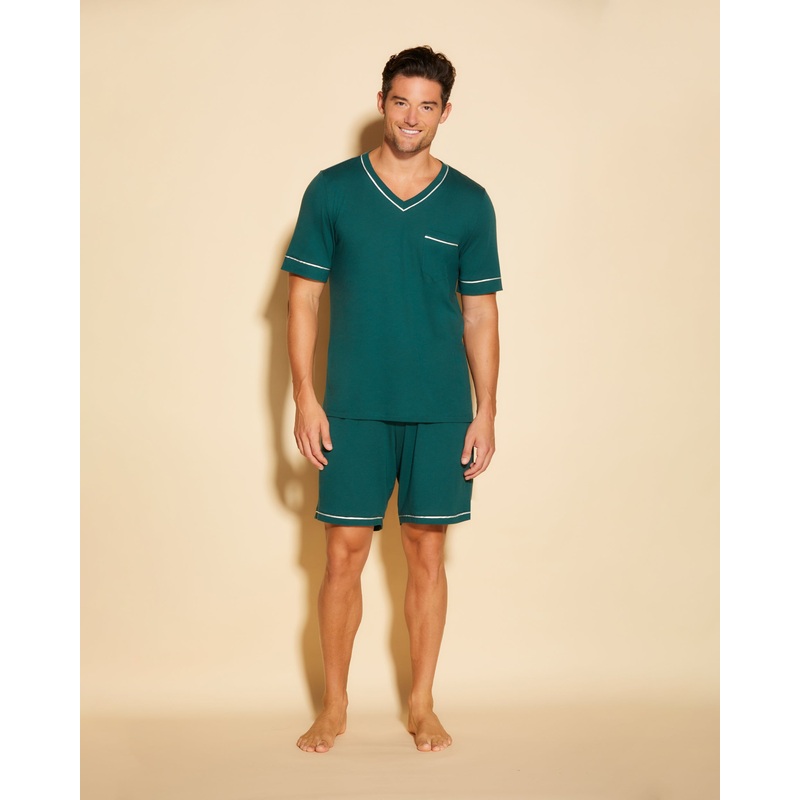 Pigiama Da Uomo Con Top  Maniche Corte E Pantaloncini Congo/Ivory S