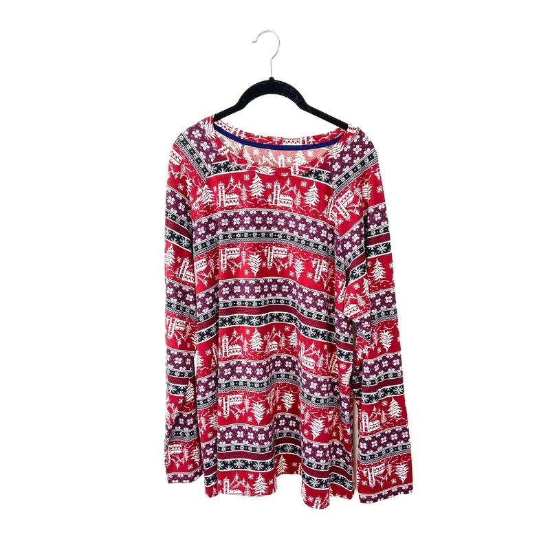 Red Winter Pajama Top – 1X