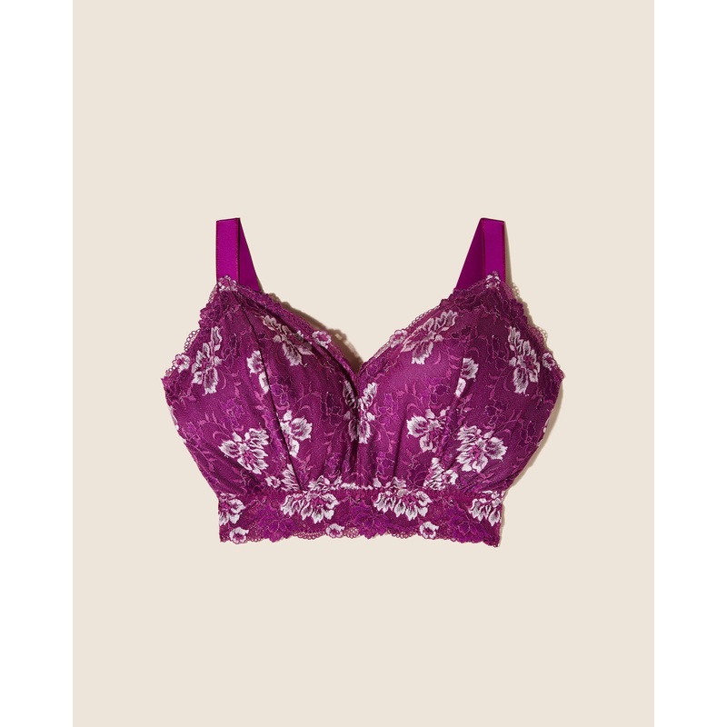 Ultra Curvy Longline Bralette Swiss Beet/White XS