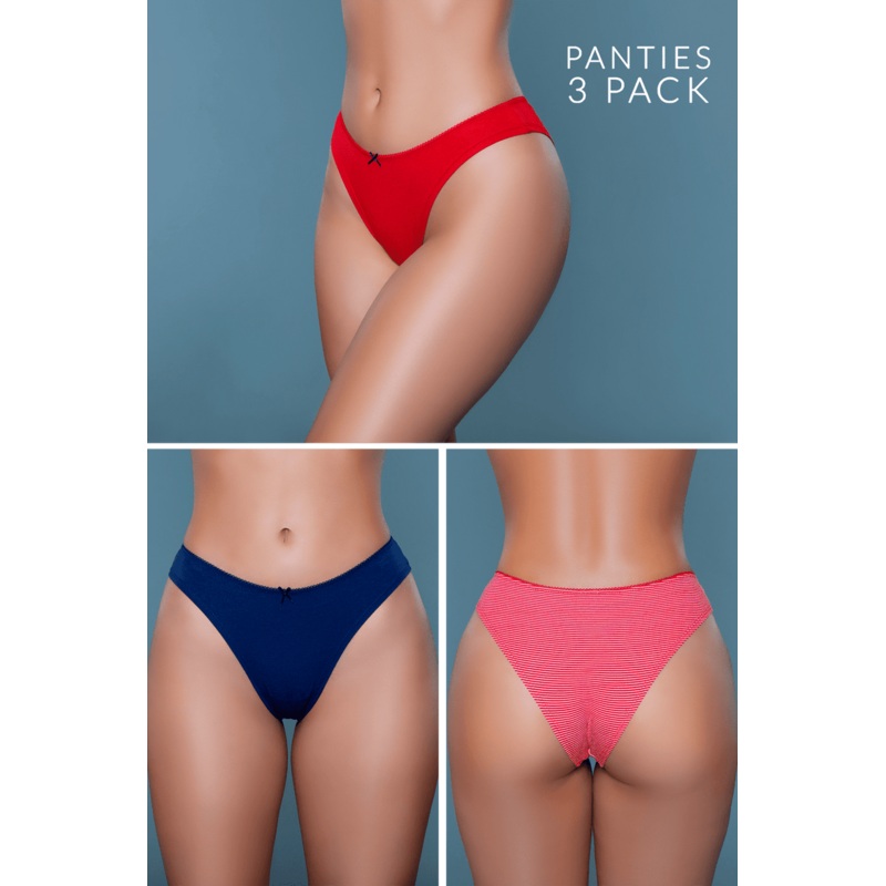 Alruna Jersey Brief (3 Pack) Blue-Red-White/Red L