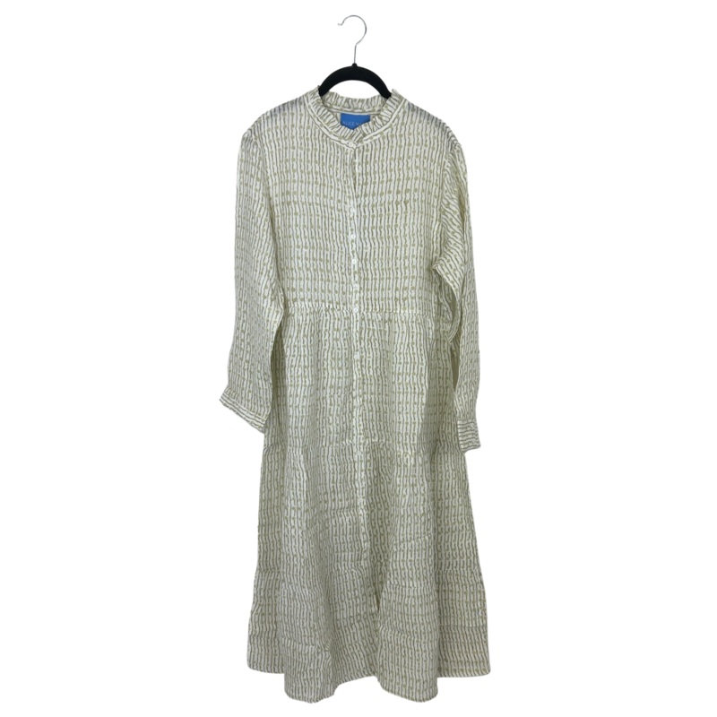 Gold And White Geo Print Long Linen Dress – Size 0/2 and 4/6 Extra Small (Size 0-2)