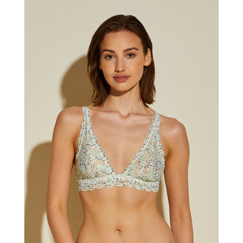 Tall Triangle Bralette Floral Vino S
