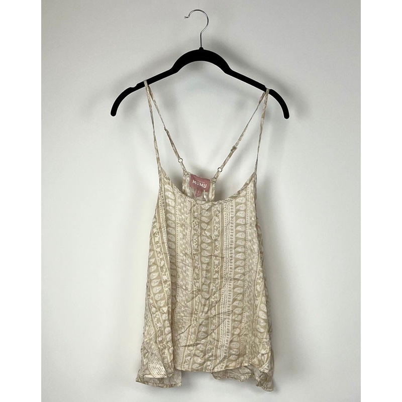 Beige Pattern Racer Back Flowy Tank – Small