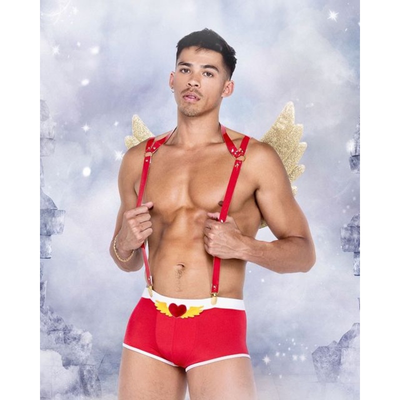 Mens Naughty Cupid 3-Piece Set Small Red/Gold