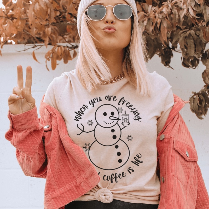 When You Are Freezing But Iced Coffee Is Life Tee Heather Prism Peach S