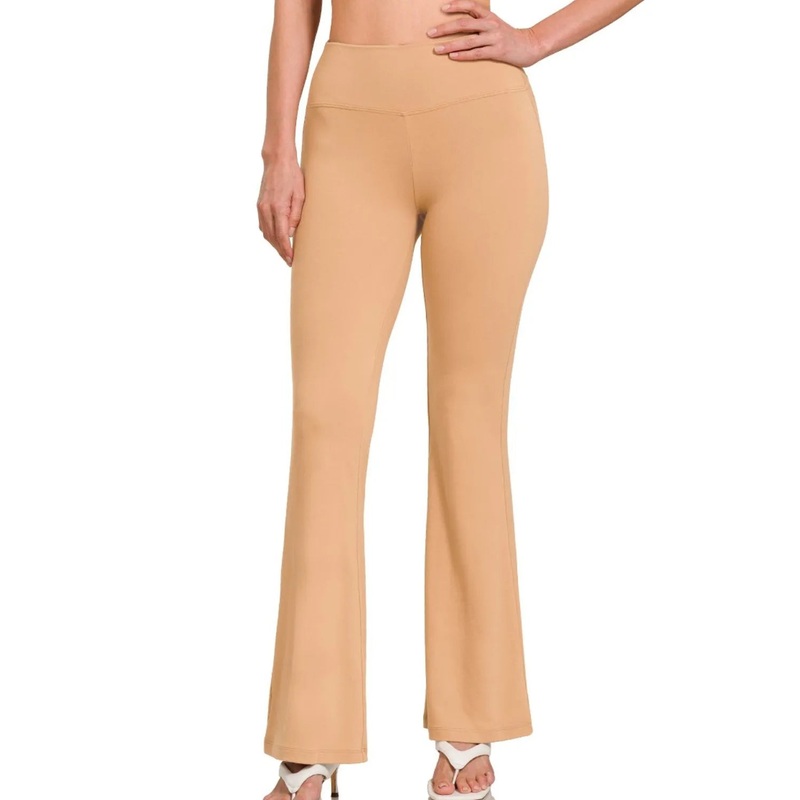 Zenana Buttery Soft Flare Leg High Waist Yoga Pants DK BRUSH S/M