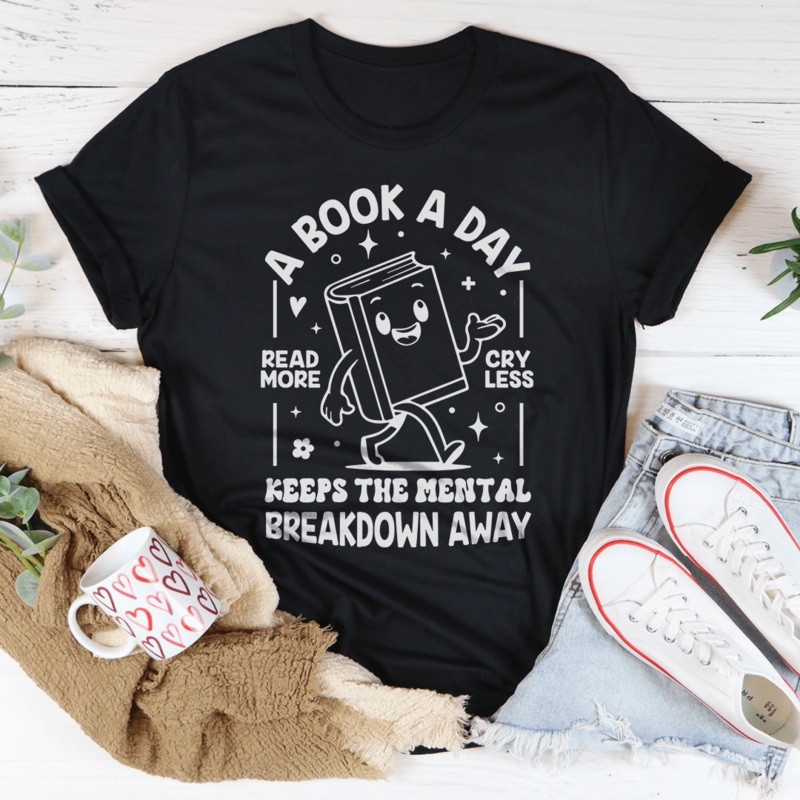 A Book A Day Tee Black Heather S