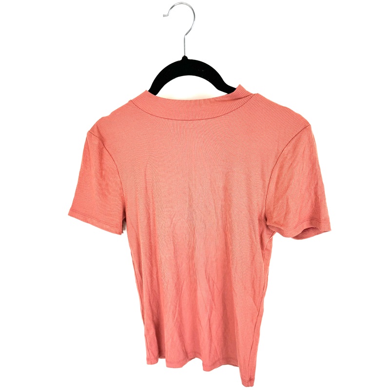 Coral Orange Mockneck Short Sleeve Ribbed Top – Size 4/6