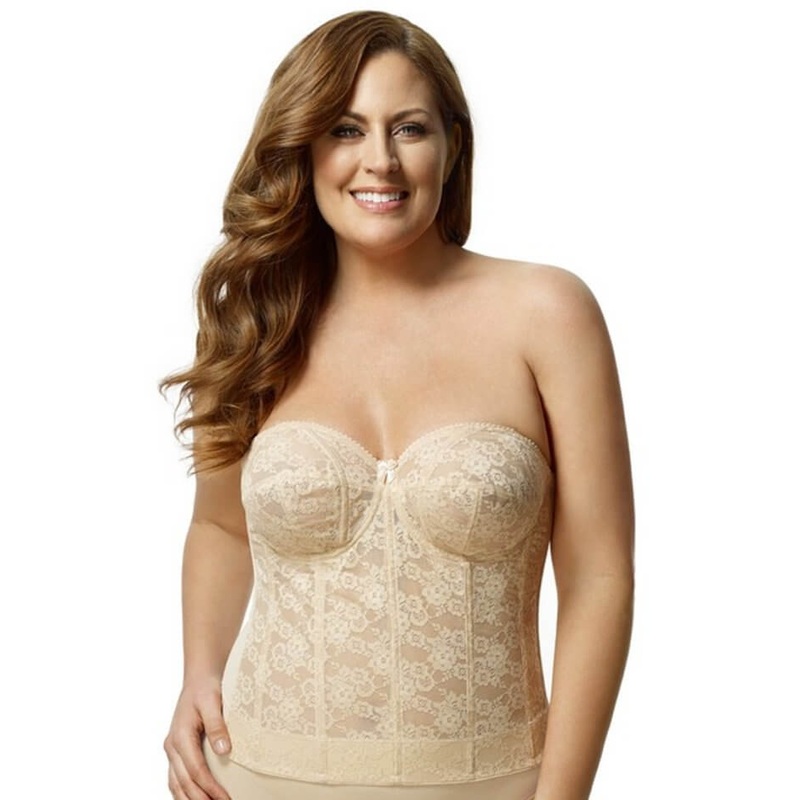 Elila Underwired Lace Strapless Longline Bra – Nude 34E Nude