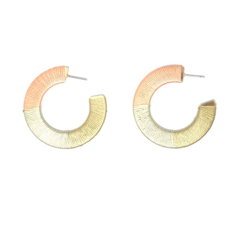 Melon and Tan Fabric Wrapped Earrings