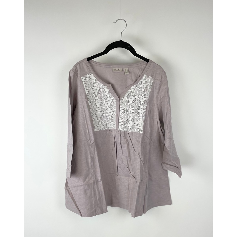 Periwinkle Button-up Top With Crochet – Small