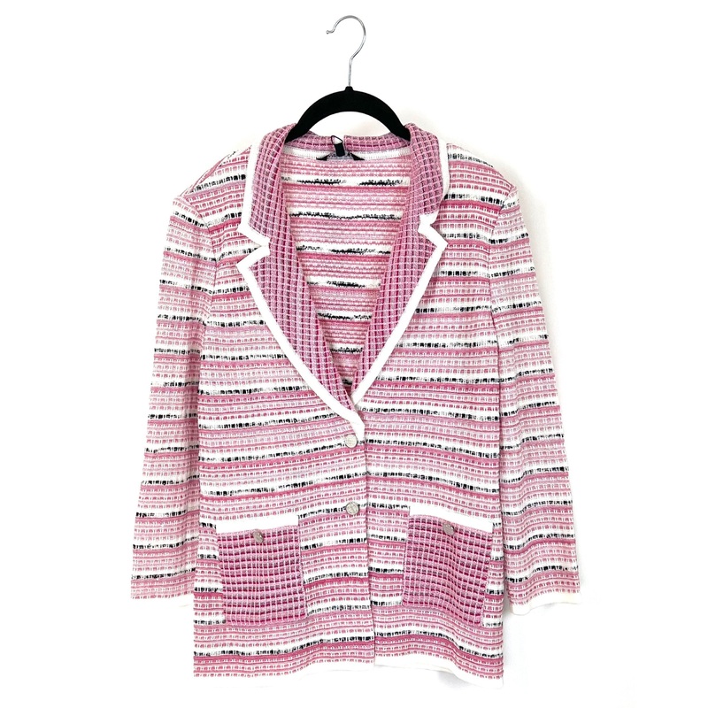 Pink Black And White Texture Blazer Cardigan – Size 2-4