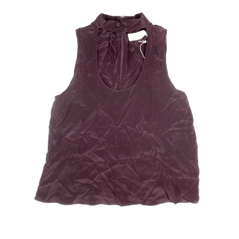Dark Purple High Neck Cut Out Top- Small