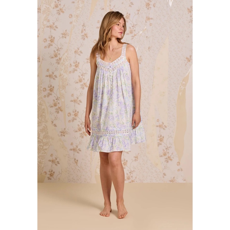 Eileen West Cotton Lawn Short Chemise Lavender Echo XSmall Lavender Echo