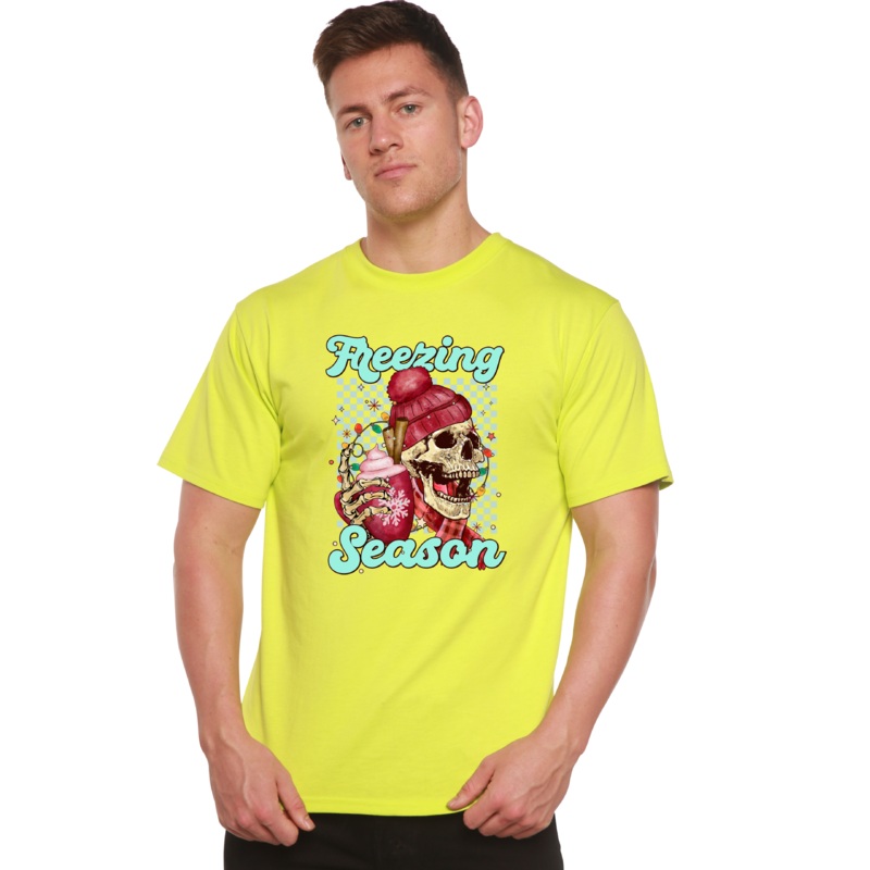 Freezing Season Unisex Bamboo Viscose/Organic Cotton Short Sleeve Graphic T-Shirt Medium Black
