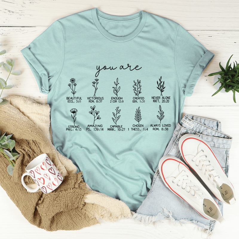 Bible Verses Tee Heather Prism Dusty Blue S