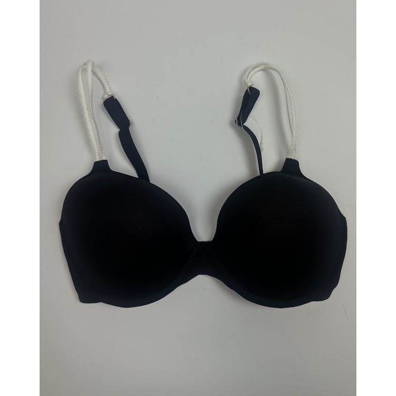 Black Bra with White Looped Straps – 34D