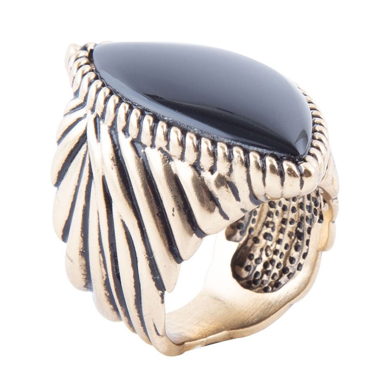 Black Onyx Golden Statement Rings 8