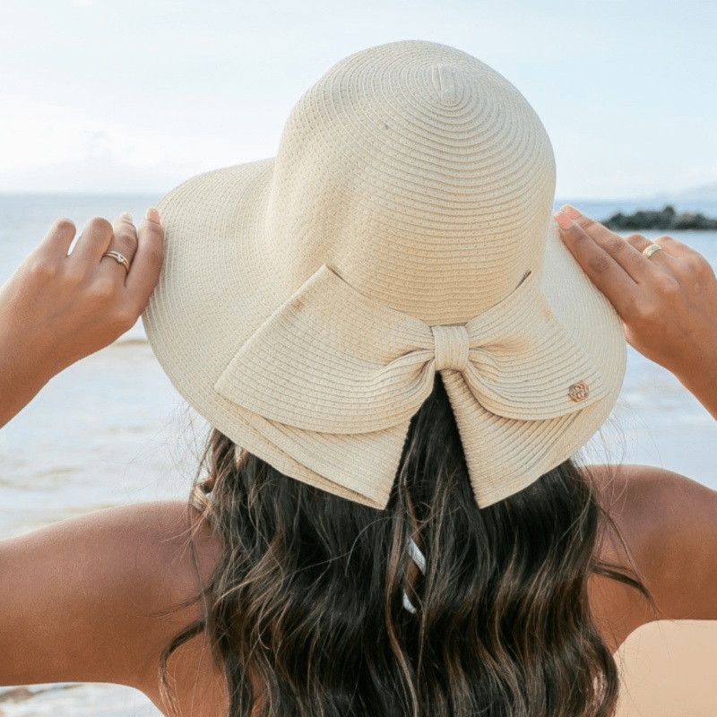Bow Back Straw Bucket Hat Straw OneSize