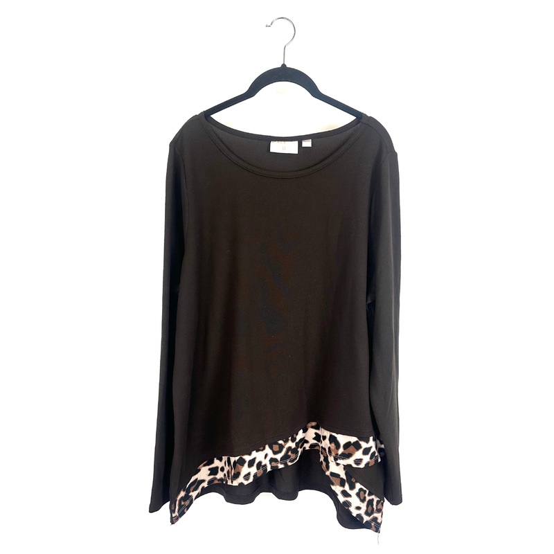 Brown Cheetah Print Long Sleeve Sweater Top – Size 14/16