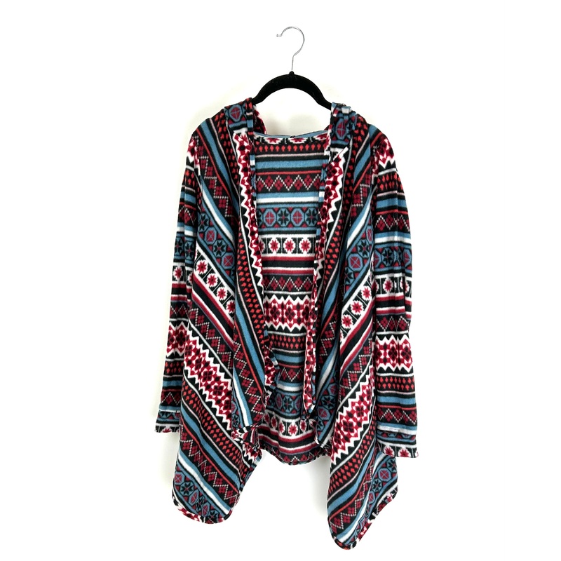 Geometric Print Fleece Hooded Cardigan – Size 6/8