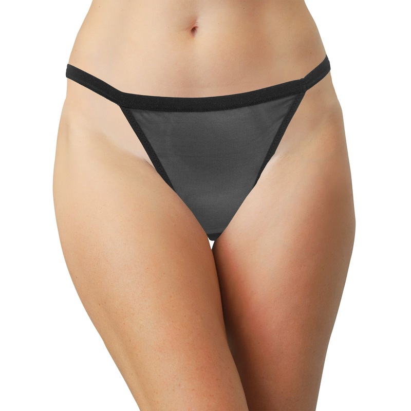 Mesh Thong with Elastic Waist, XS-2X XS Black