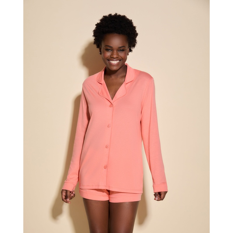 Conjunto De Pijama Con Camisa De Manga Larga Y Pantalones Cortos CORAL BREEZE/CORAL BREEZE XS