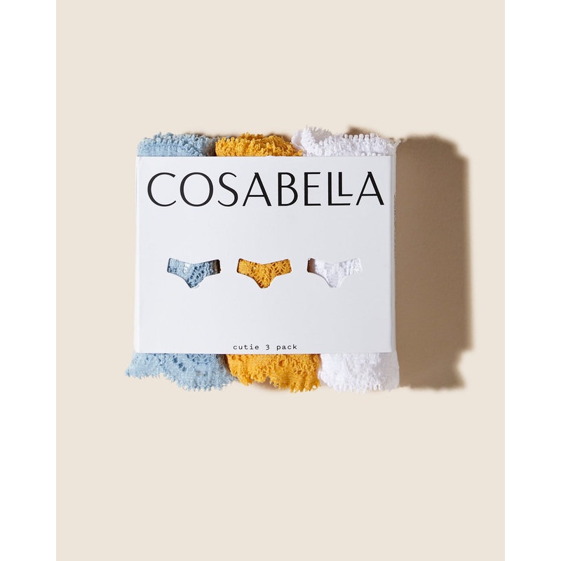 Cutie Lr Thong 3 Pack Aasmani Blue Taaja Mango White One Size