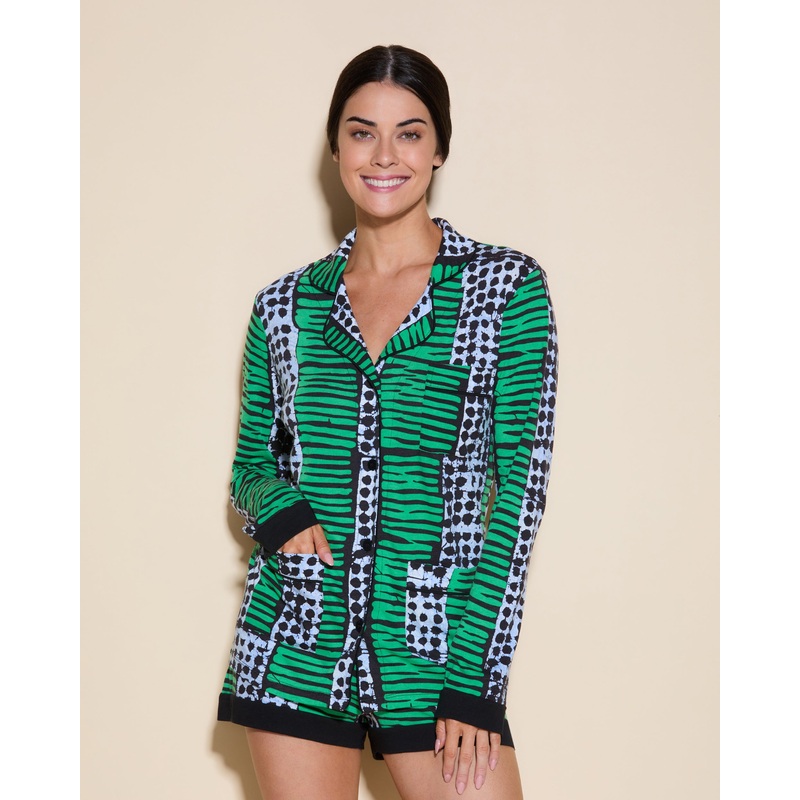 Ensemble Pyjama Haut  Manches Longues Et Boxer 3 Poches Aggie XS