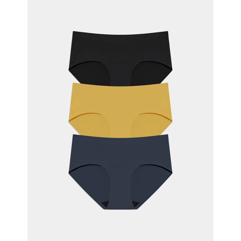 Light Leakproof No-Show Boyshort 3-Pack Black/Burnished Gold/Twilight Navy XS