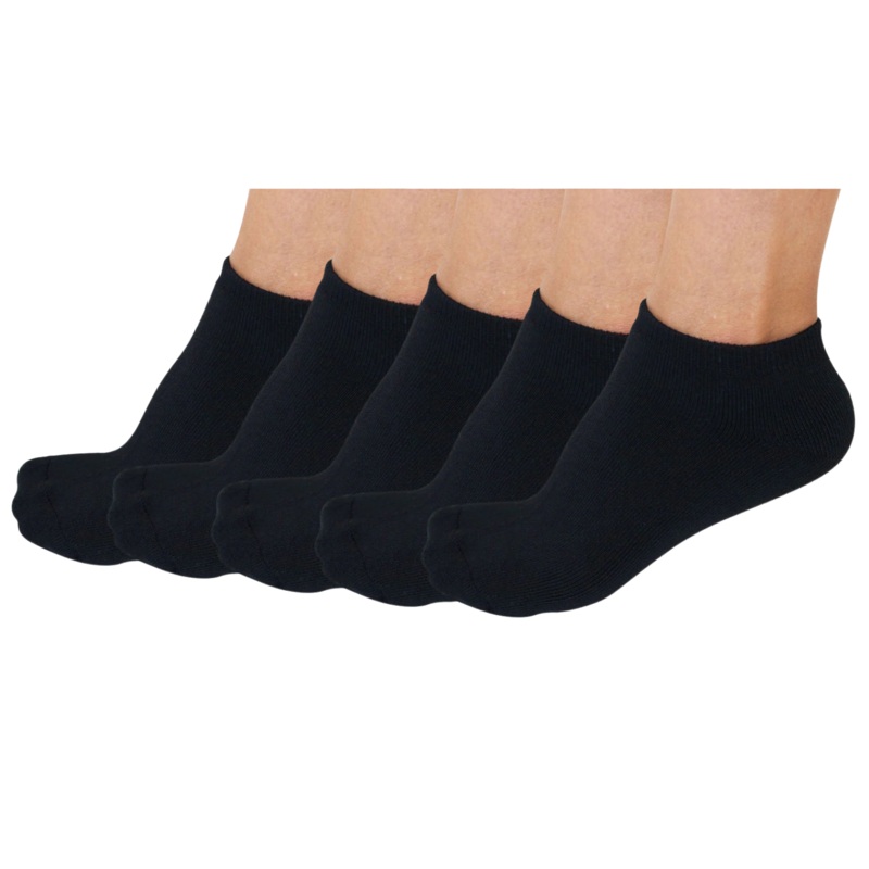 No Look Anklet Bamboo Viscose Socks Unisex Black Color – 5-pack Small