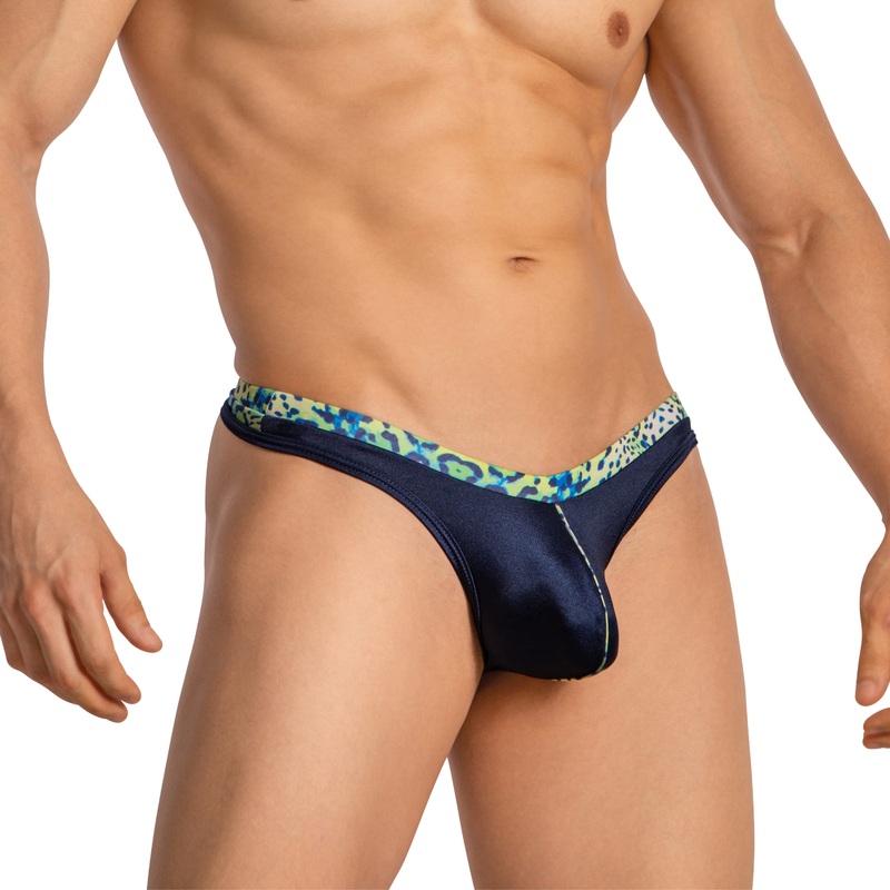 Daniel Alexander Thongs for Men with Leopard Print DAL053 S Black